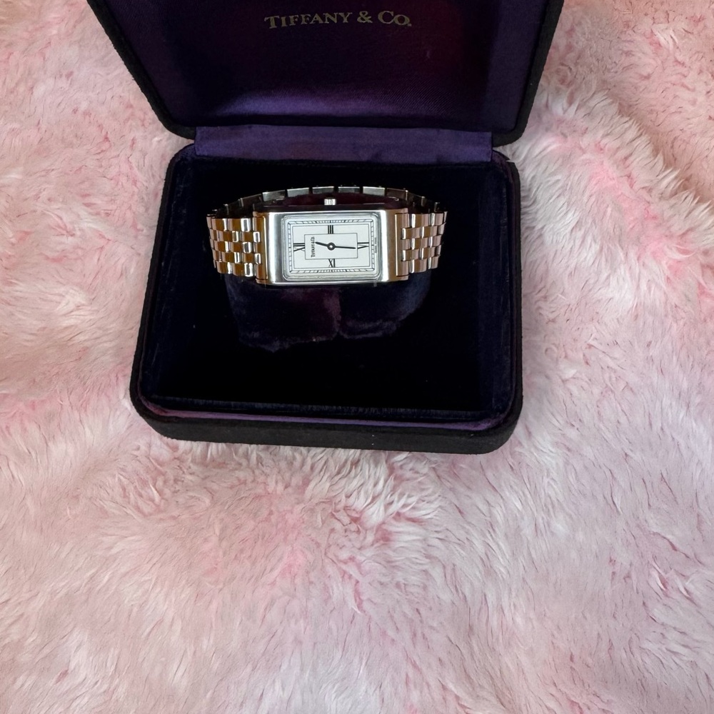 TIFFANY AND CO. Classic Rectangle Roman Watch Quartz AUTHENTIC
